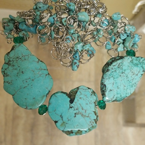Creations by Crystal Rose, LLC Jewelry - Artisan Handmade Irregular Turquoise Stone Necklace